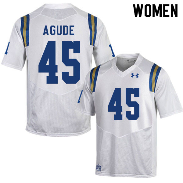 Women #45 Mitchell Agude UCLA Bruins College Football Jerseys Sale-White - Click Image to Close